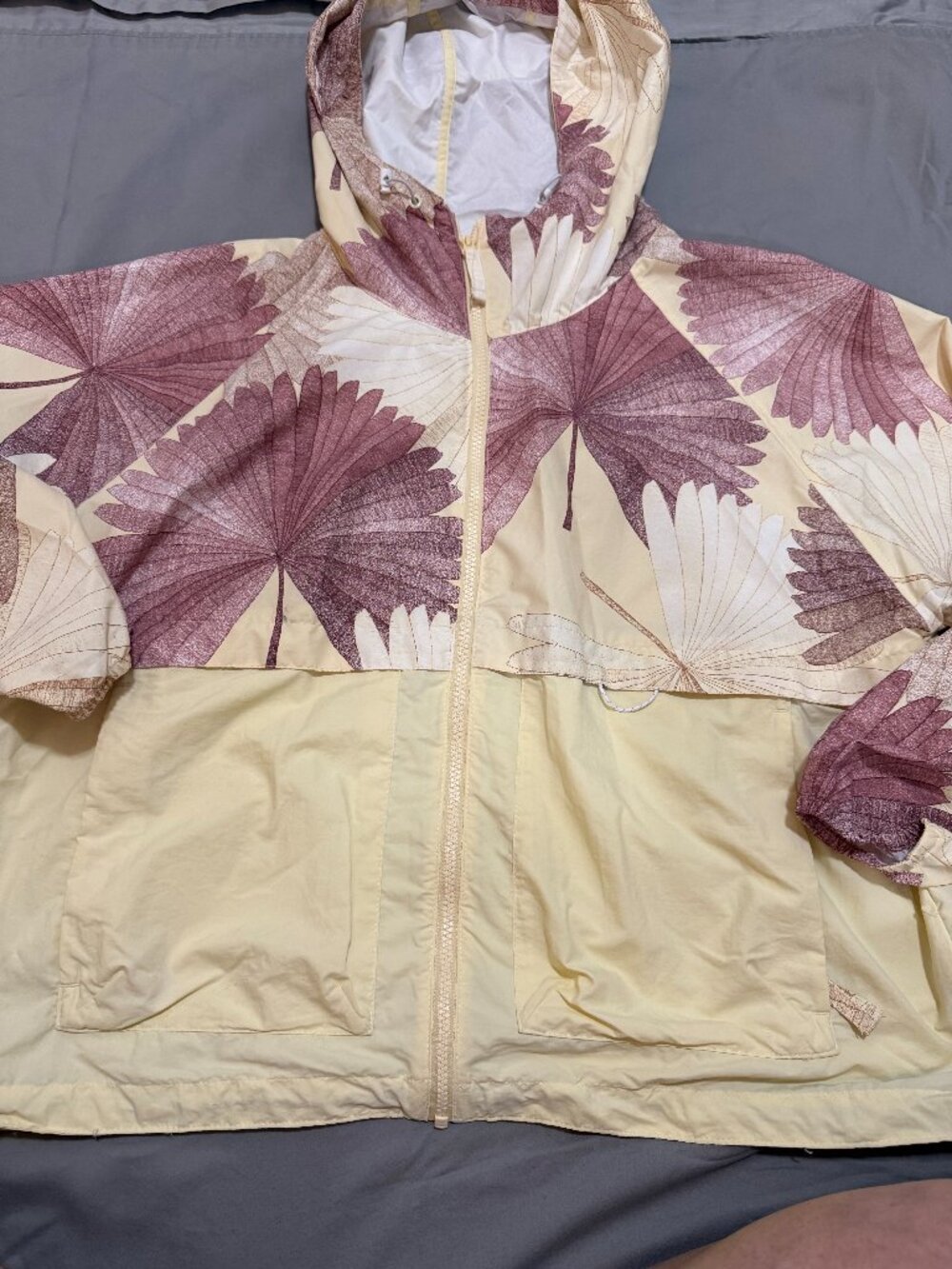 Columbia Women’s Floral Hooded Windbreaker Jacket Cream Mauve Size XL SKU011